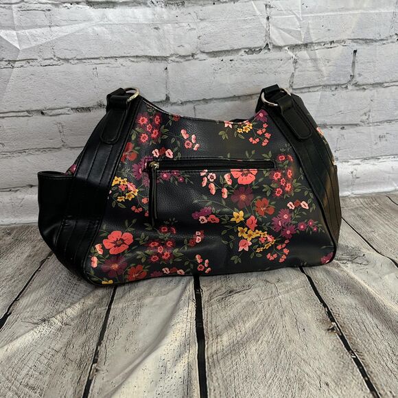 Apt. 9 Black Floral Shoulder Bag, Pre-owned - Picture 2 of 4